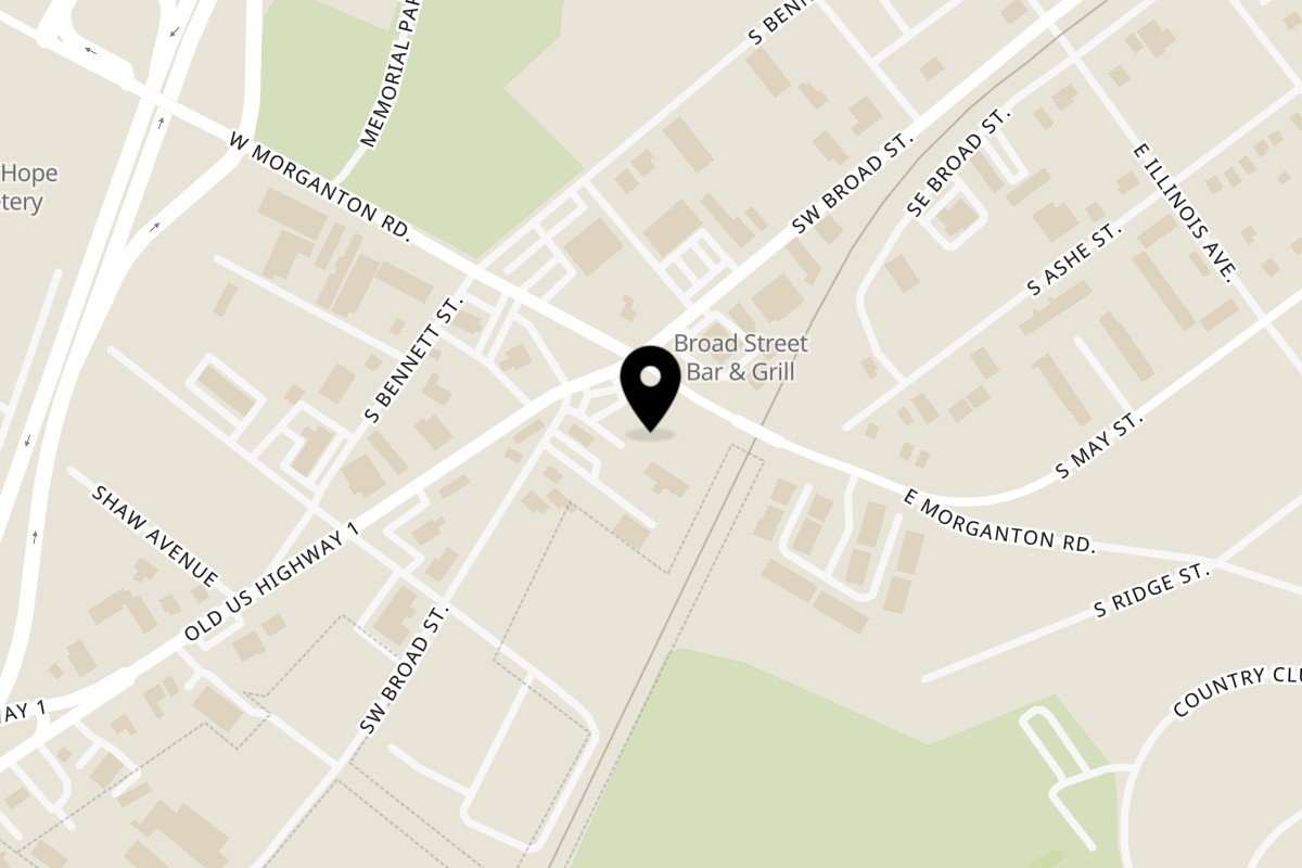 Map showing the location of BareBakedPizza Southern Pines on 901 SW Broad St in Southern Pines